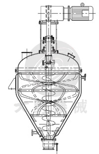 日本大野机械立式螺带混合机直筒锥底形结构图