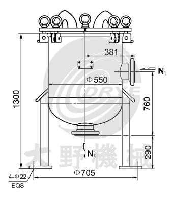 日本大野机械四袋式精细过滤器DJB-4II产品设计图