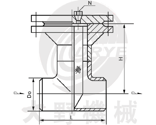 日本大野机械T型对焊连接直通式过滤器（DGTI-W型）产品设计图